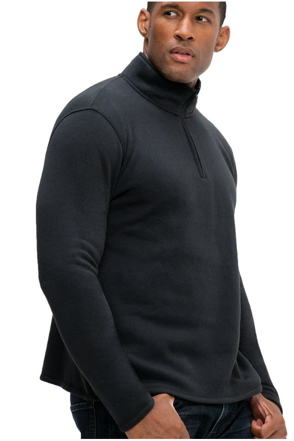 Men's Long Sleeve Fleece Jacket Quarter-zip (X-Large, Black)