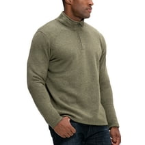 DEVOPS Men's Long Sleeve Fleece Jacket Quarter-zip (X-Large, Olive)