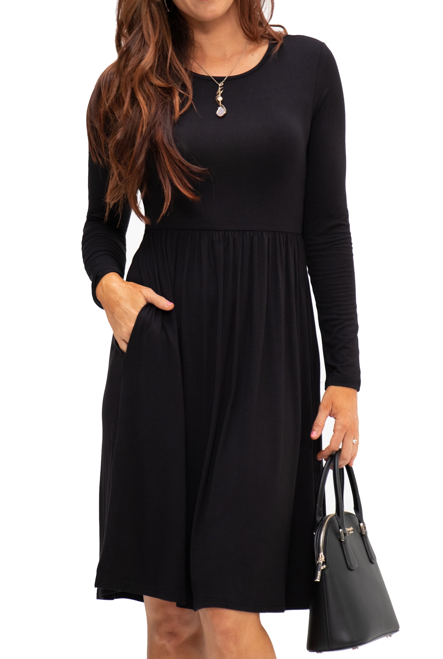 Ladies Loose Casual Short-Sleeved Dress-Black main image 0