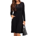 thumbnail image 1 of DEVOPS Women's Casual Long Sleeve Empire Waist Loose Dress with Pockets (X-Small, Black), 1 of 6