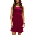thumbnail image 1 of DEVOPS Women's Casual Sleeveless Daily T-Shirt Short Mini Top Dress with Pockets (Medium, Wine Red), 1 of 6
