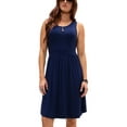 thumbnail image 1 of DEVOPS Women's Casual Sleeveless Daily T-Shirt Short Mini Top Dress with Pockets (X-Small, Navy Blue), 1 of 6