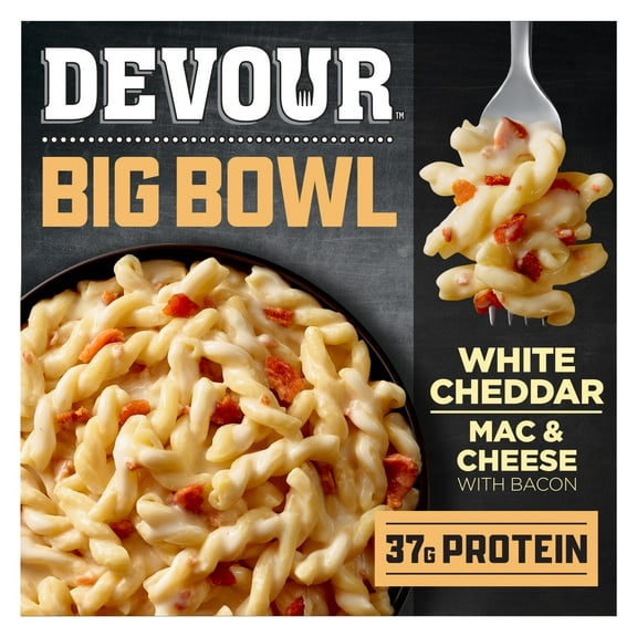 Devour Big Bowl White Cheddar Mac & Cheese with Bacon, 14 oz Box