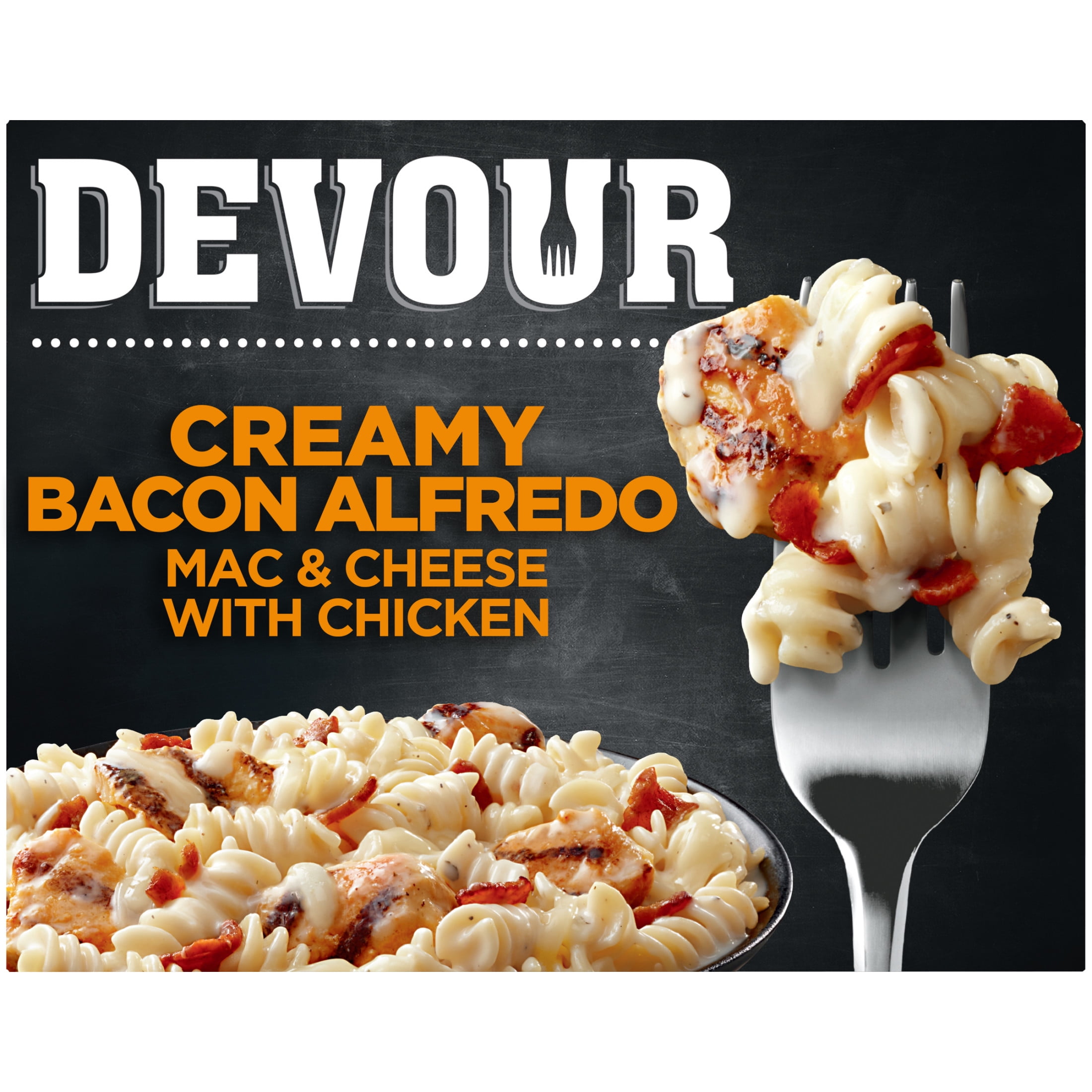 DEVOUR Creamy Bacon Alfredo Mac & Cheese with Chicken Frozen Meal, 10 oz Box