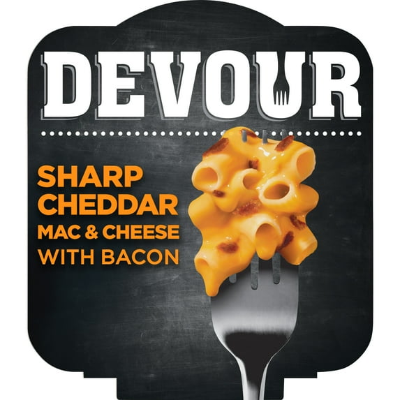 DEVOUR Macaroni and Cheese Dinner, 1 Kit, for Easy Dinner or Dinner Sides, Sharp Cheddar Mac & Cheese with Bacon, 4 oz