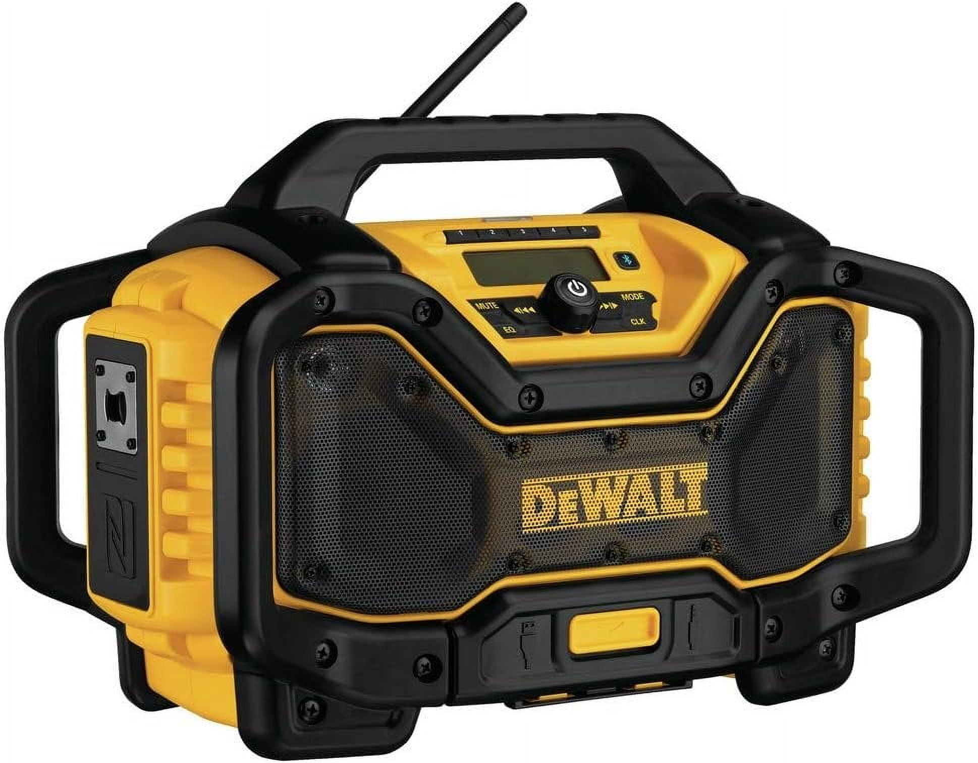 DEWALT 20V MAX Bluetooth Radio, 100 ft Range, Battery and AC Power Cord Included, Portable for Jobsites DCR025