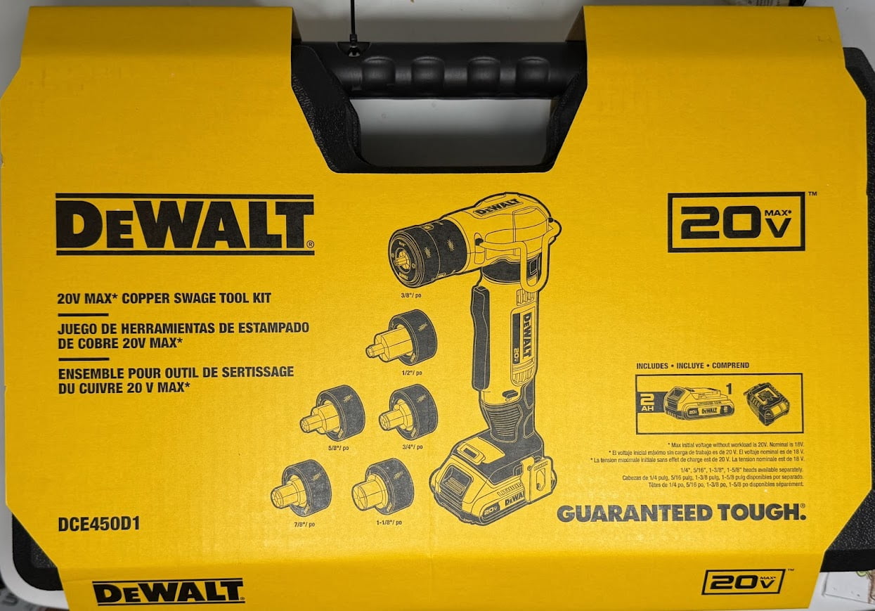 DEWALT 20V MAX* Copper Swage Tool Kit, Cordless Lithium-Ion (DCE450D1)