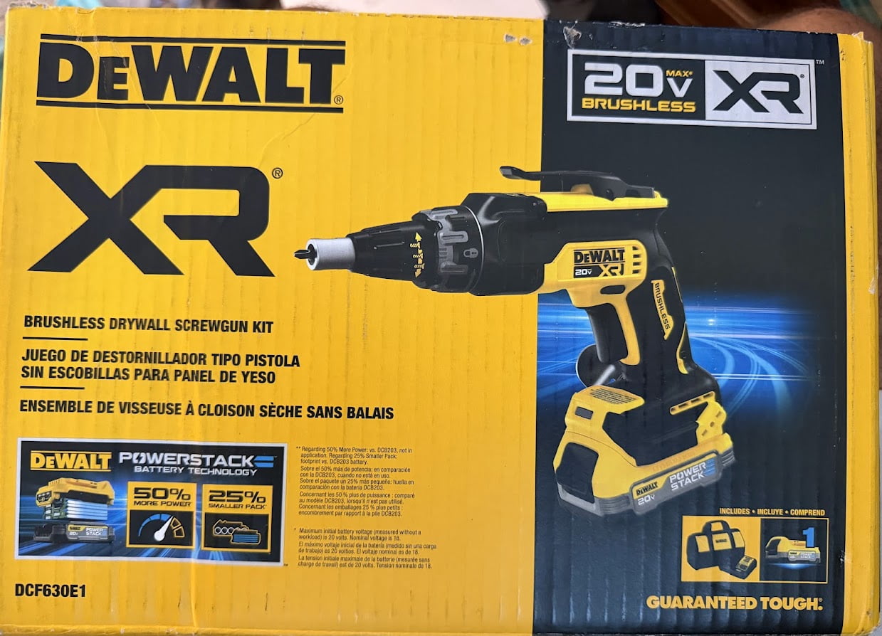 DEWALT 20V MAX Drywall Screw Gun, Battery and Charger Included (DCF630E1)