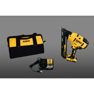DEWALT 20V MAX Finish Nailer Kit, Angled, 15GA, Battery, Charger & Bag (DCN650D1)