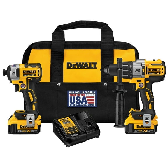 DEWALT 20V MAX Hammer Drill and Impact Driver, Cordless Power Tool Combo Kit with 2 Batteries and Charger (DCK299M2) C55
