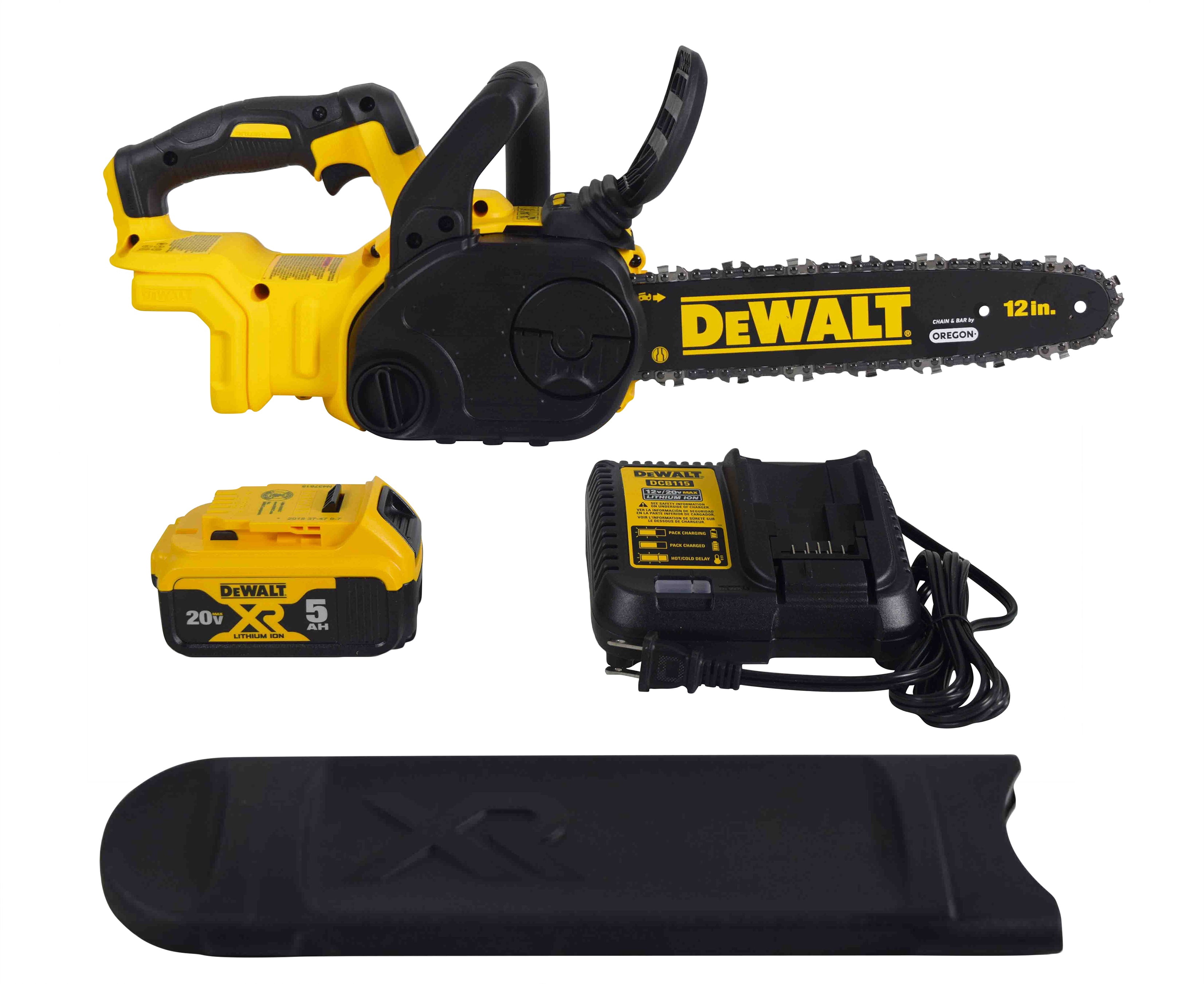 DEWALT 20V MAX Cordless Chainsaw Kit (DCCS620P1) – 12 in Bar, Brushless Motor, Tool-Free Chain Tensioning, Battery and Charger Included