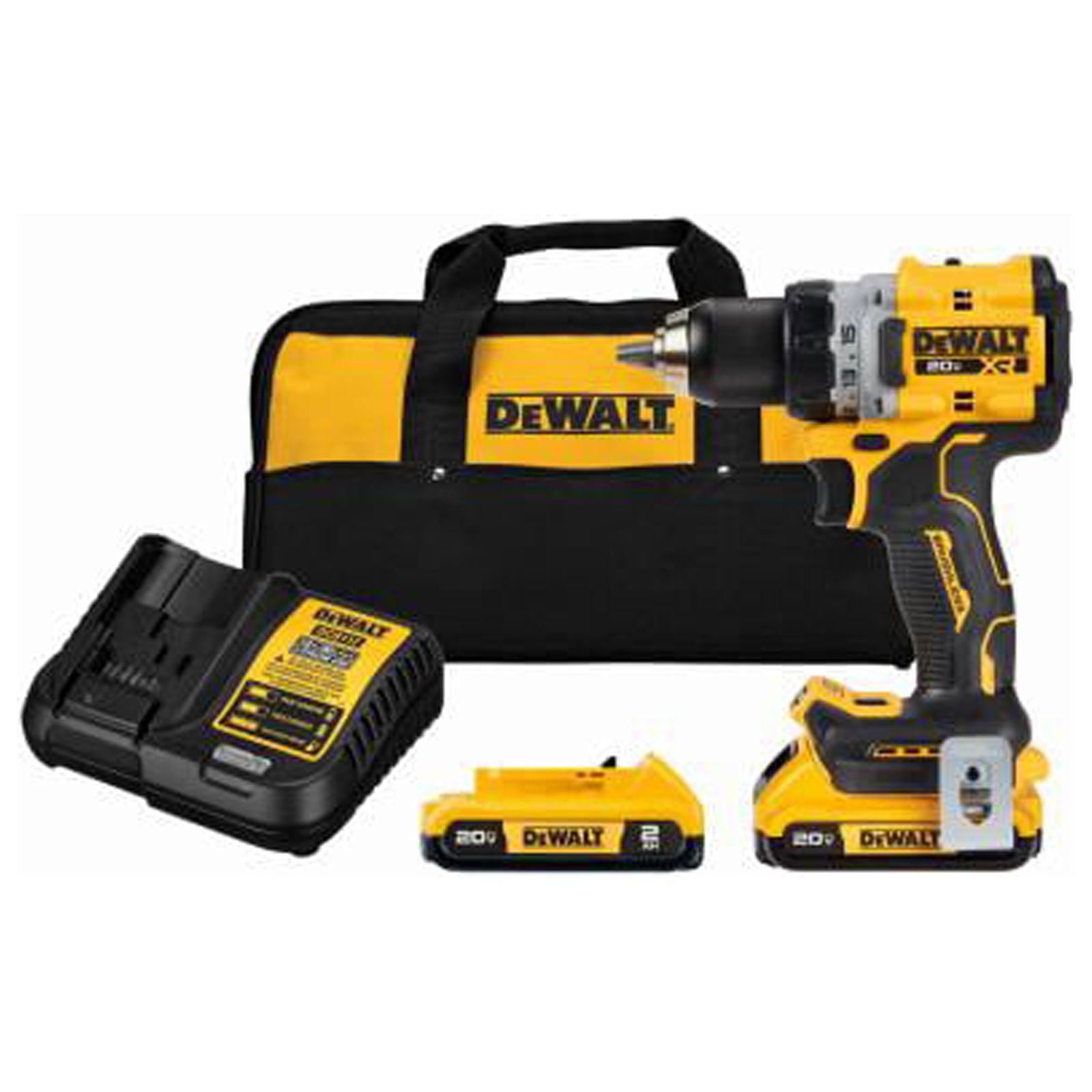 DEWALT 20V MAX XR Cordless Drill Driver Kit Brushless Compact with 2 Batteries and Charger DCD800D2