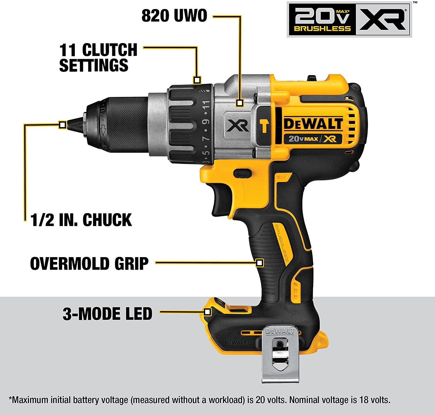 DEWALT 20V MAX XR Premium 3 Speed Hammer Drill Brushless Tool Only DCD996B Walmart