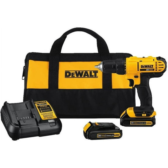 DEWALT 20V Max Cordless Drill/Driver Kit, Compact, 1/2-Inch (DCD771C2), Yellow