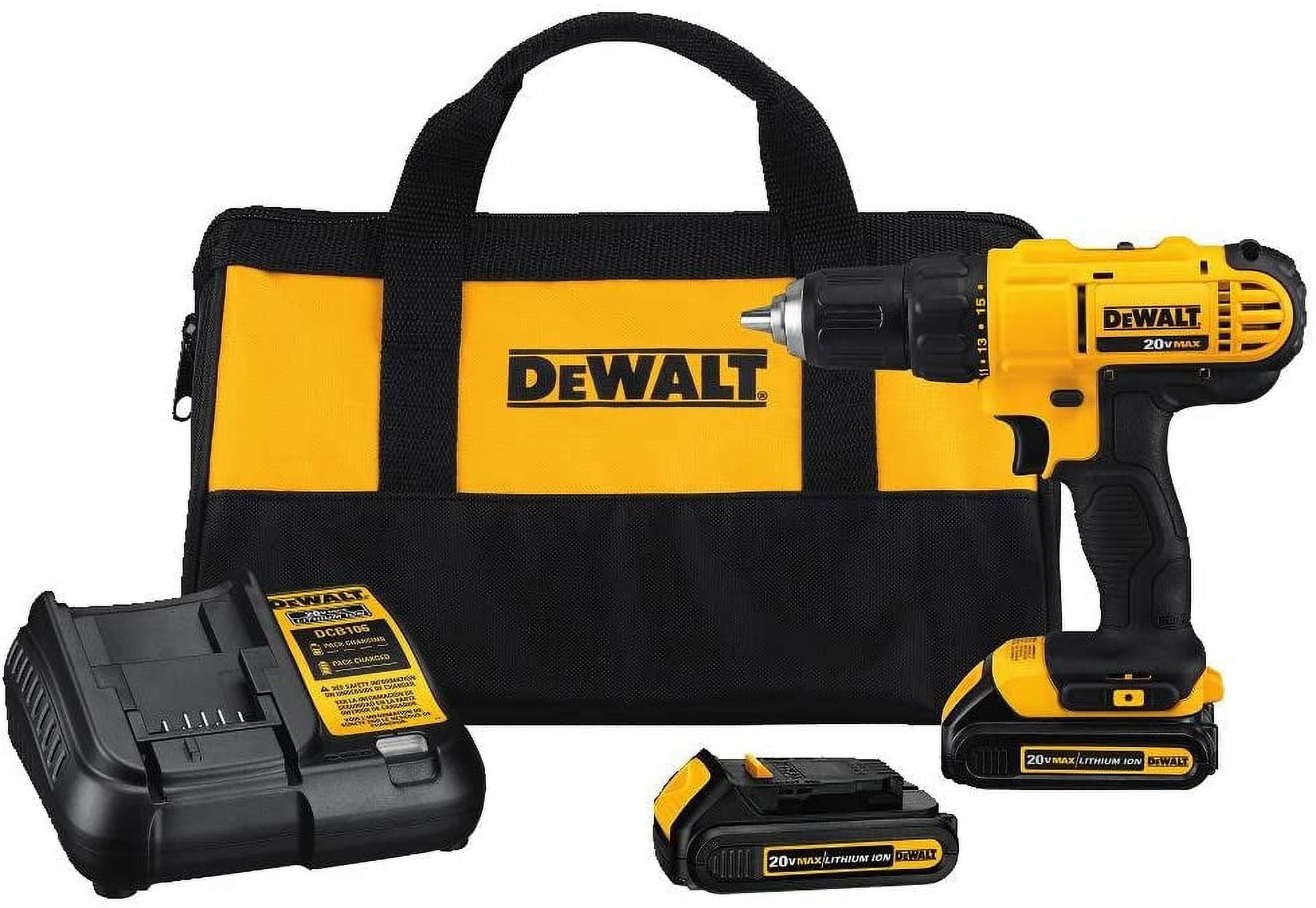 DEWALT 20V Max Cordless Drill Driver Kit Compact Battery Powered Tool 1 2 Inch DCD771C2 Yellow Walmart