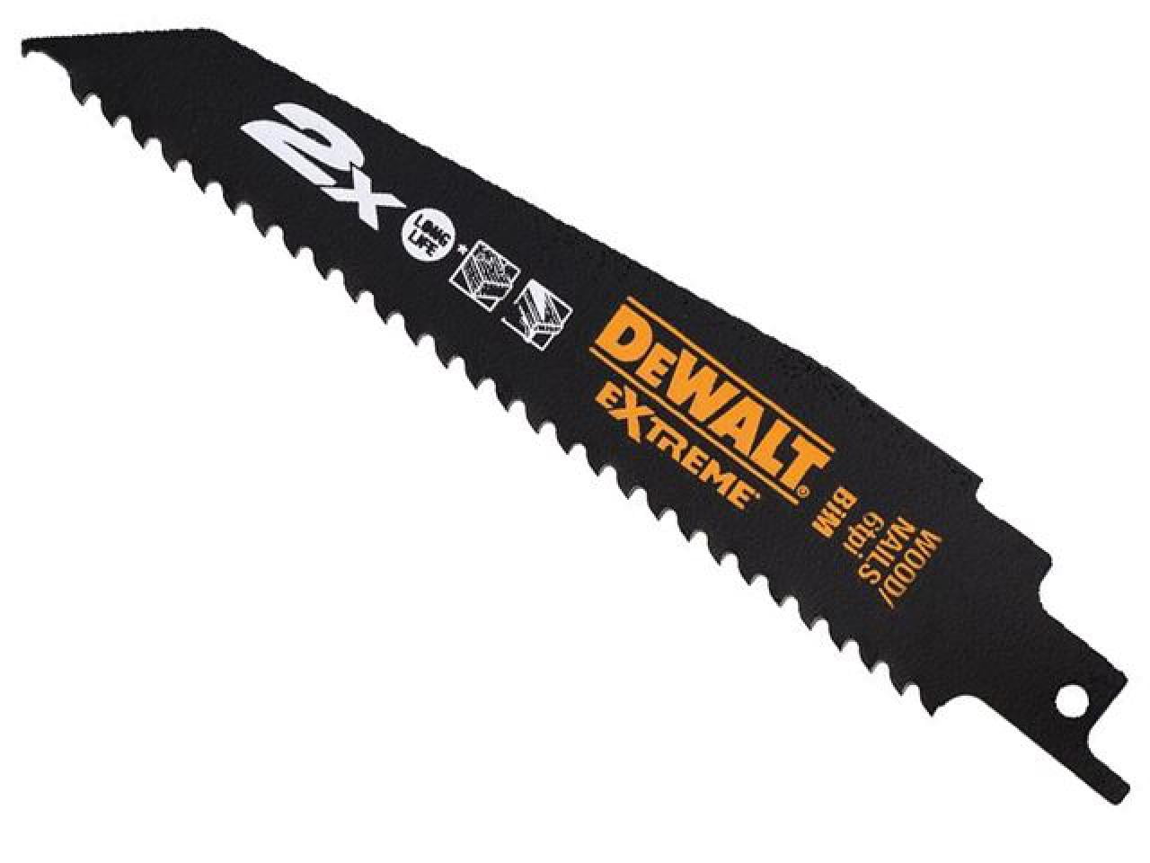 DEWALT - 2X Life Wood & Nail Reciprocating Blade 152mm x 6 TPI Pack of 5