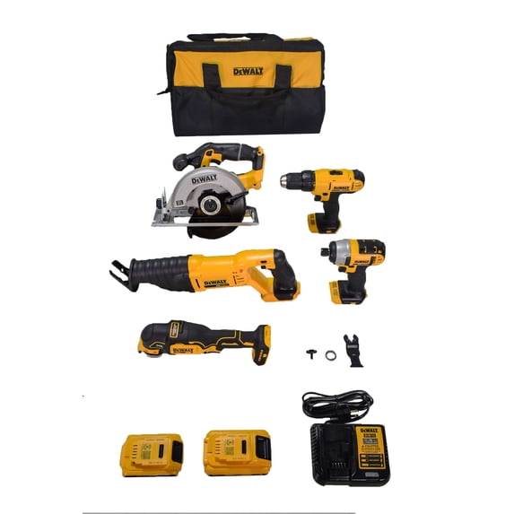 DEWALT 300W, 20V, Lithium Ion Cordless Power Tool Combo Kit 4.0Ah, 5 Pack
