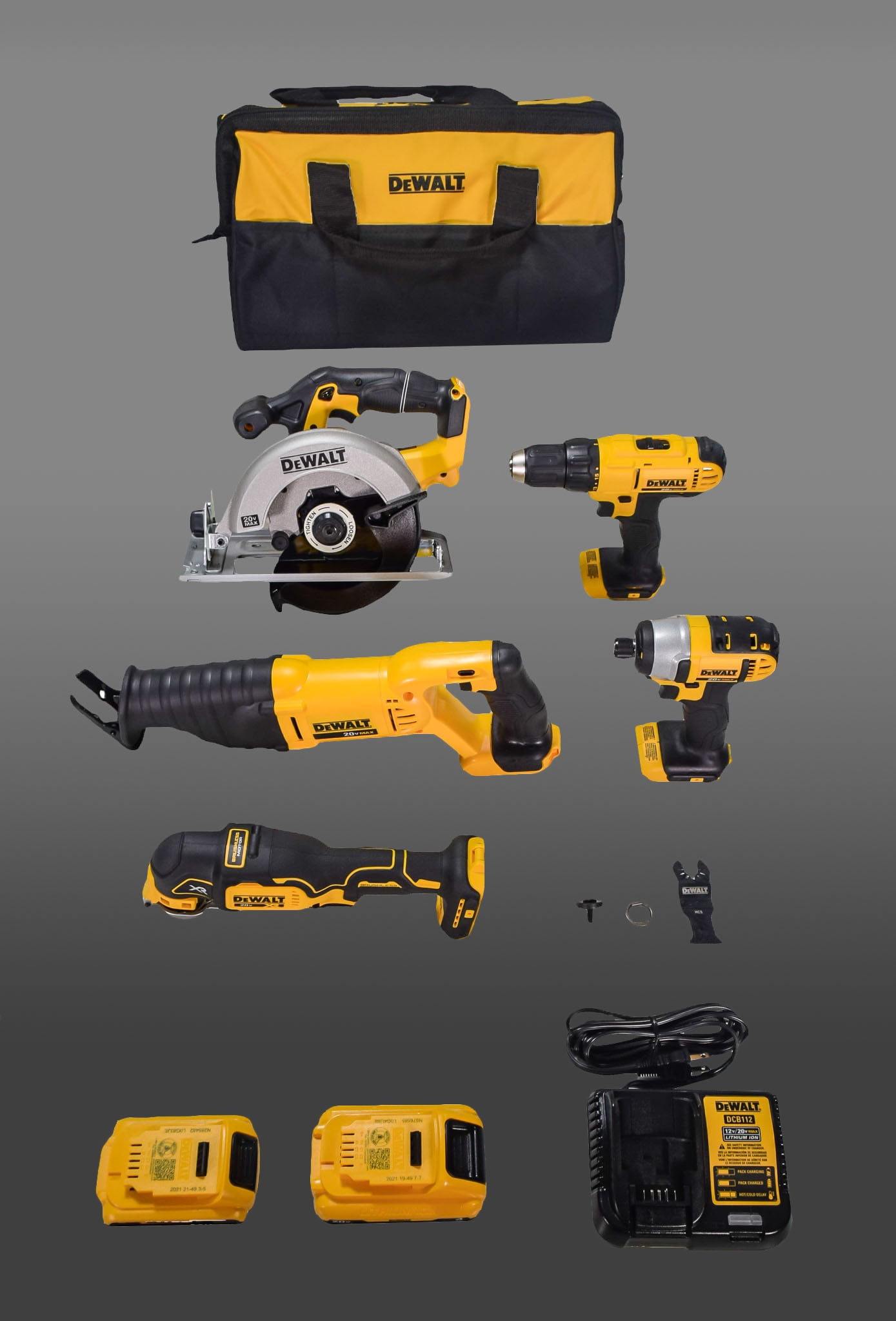 DEWALT 300W, 20V, Lithium Ion Cordless Power Tool Combo Kit 4.0Ah, 5 Pack