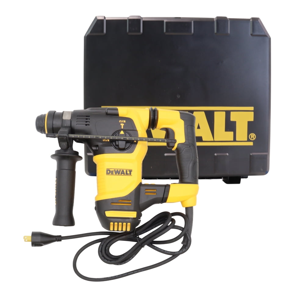 DEWALT 8.5 Amp Corded 1-1/8 in. SDS Plus Rotary Hammer Kit with SHOCKS Active Vibration Control, 3.5 Joules Impact Energy, Variable Speed Trigger, OSHA Table 1 Compliant Dust Extraction Compatibility