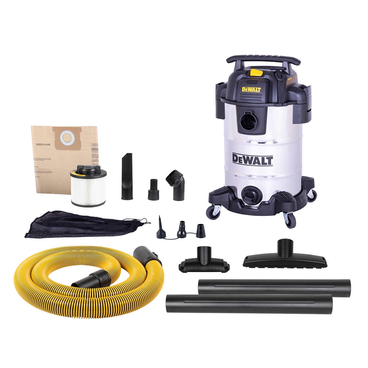 DEWALT 8 Gallon Stainless Steel Wet Dry Vacuum with Powerful Motor and Swivel Casters Walmart