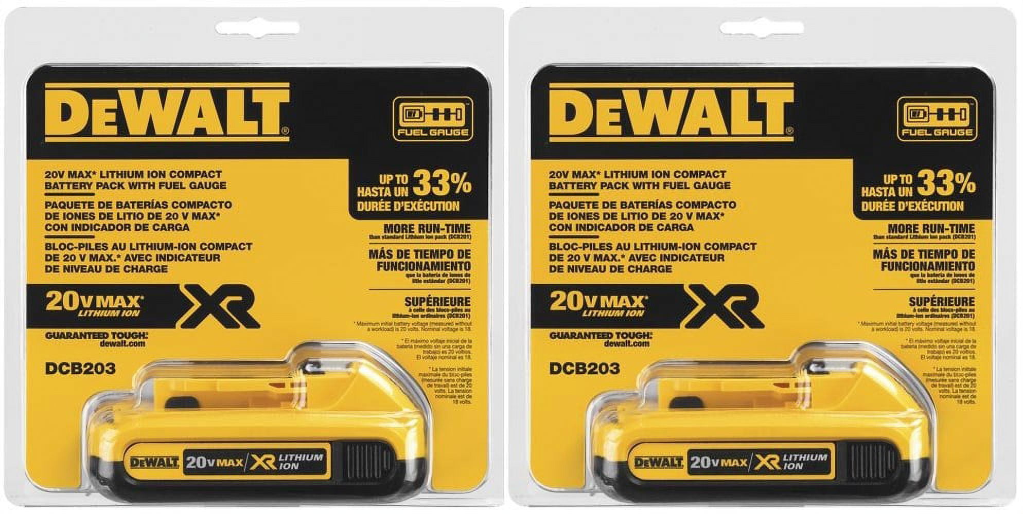 Batería compacta DeWalt DCB203 20 V 2.0 AHMax XR, ion de litio