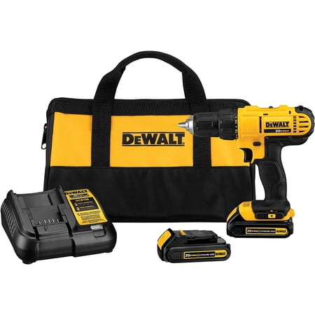 DEWALT DCD771C2 300W Cordless Drill Driver 20V, 1.3Ah 1/2" Chuck,1500 RPM, 15 Pieces