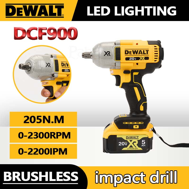 DEWALT DCF900 20V MAX XR Brushless High Torque 1/2" Impact Wrench with Detent Anvil, Cordless (impact wrench & Batteries & Chargers)