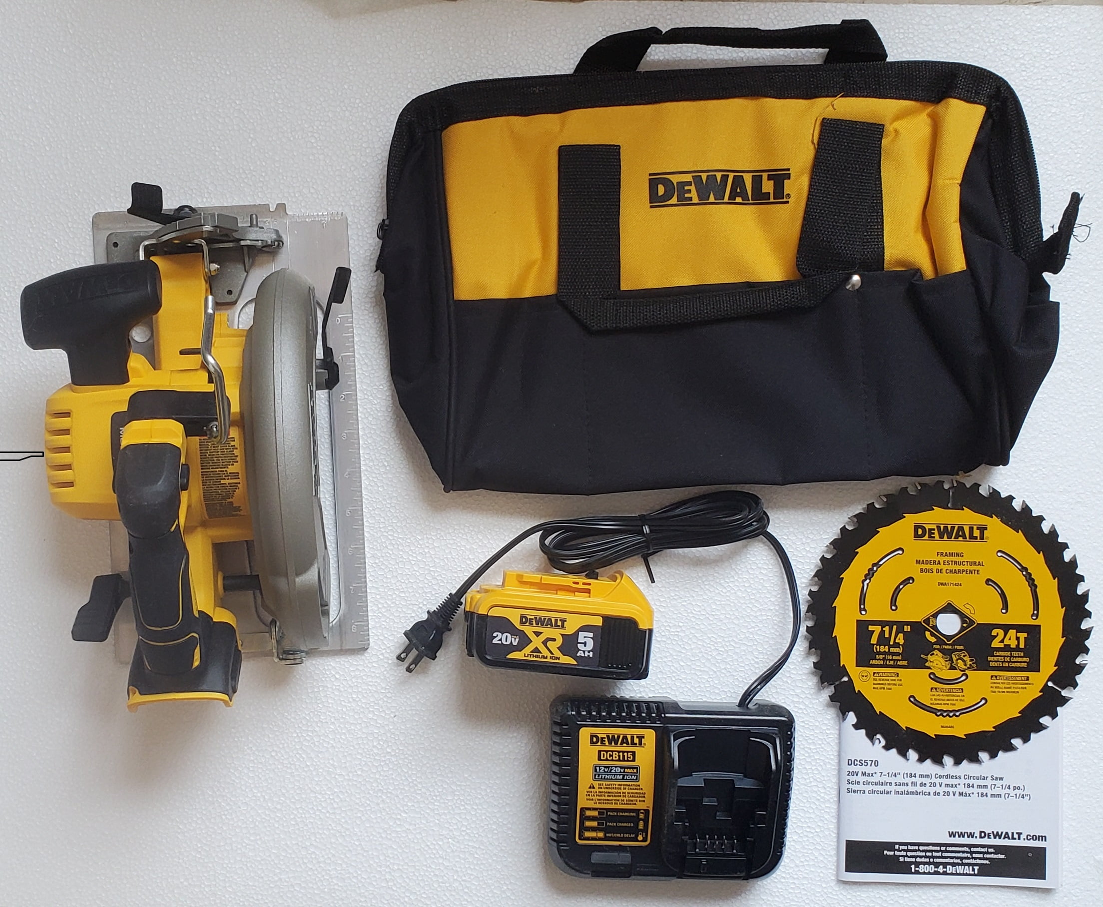 DEWALT DCS570P1 20V MAX 7-1/4 in. Brushless XR Circular Saw Kit with 5.0 AH  Battery