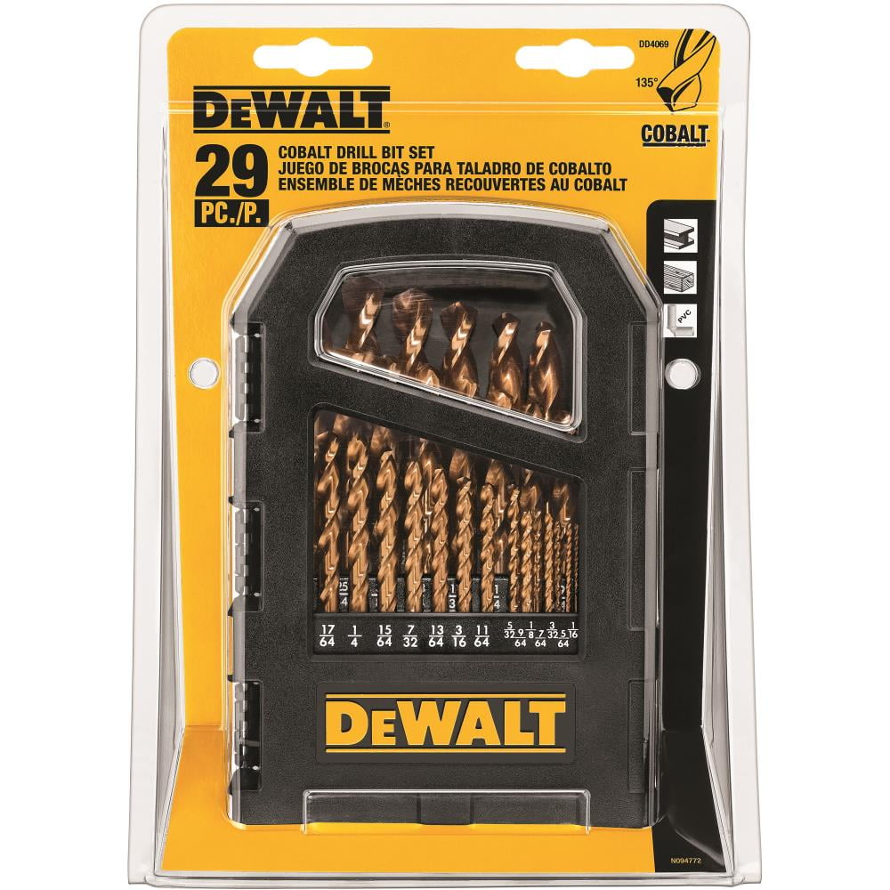 DEWALT DD4069 Cobalt Fractional Jobber Drill Set, 29 Piece