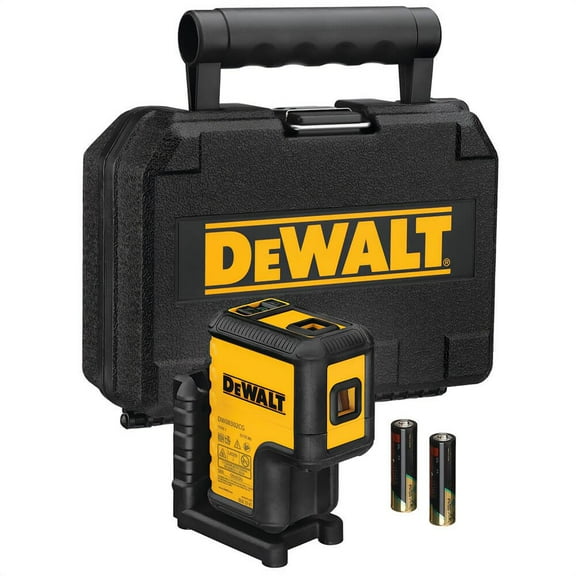 DEWALT DW08302CG 3-Spot Self-Leveling Point Laser Level Kit, 120 ft Measuring, 1/4 in at 100 ft Accuracy, 1.5 VDC AA Alkaline Battery, Plastic Housing