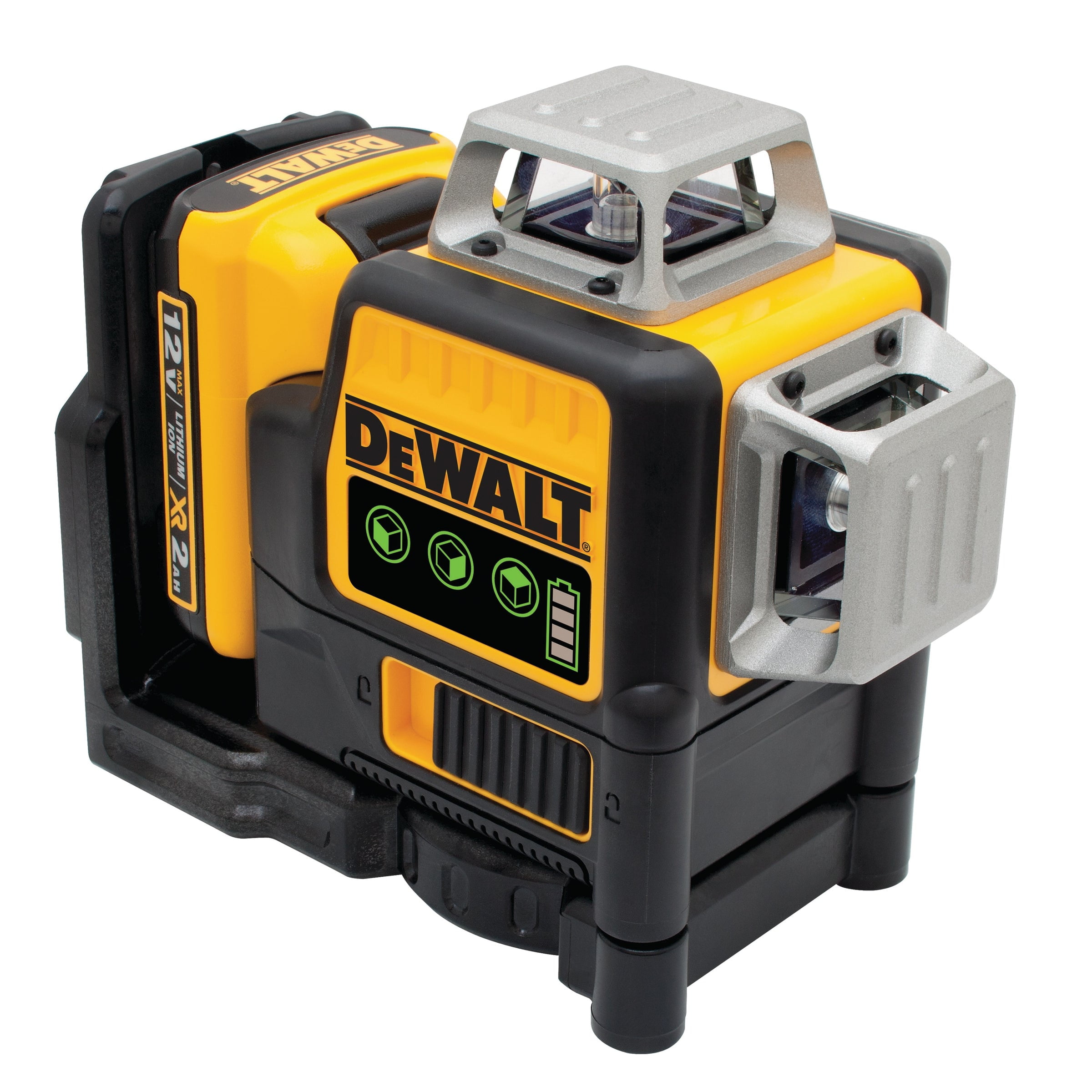 12V Yellow and Black Plastic 3 x 360 Green Line Laser