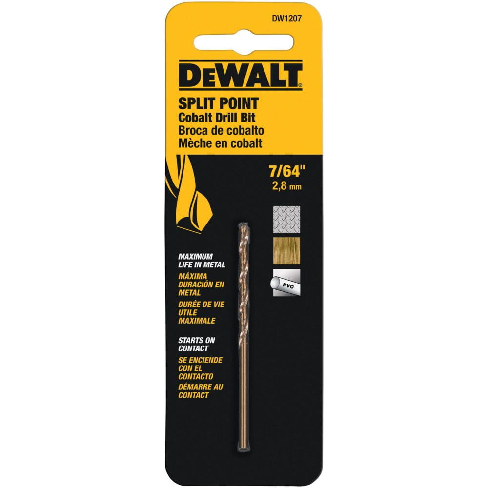 DEWALT Cobalt Twist Drill Bit DW1207 - Split Point, For Hard Metals - 7/64-Inch