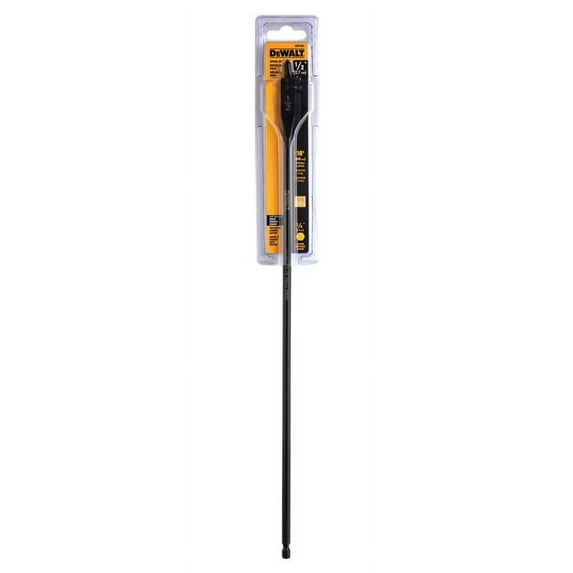 DEWALT DW1591 Spade Drill Bit, 1/2 in Dia, 16 in OAL, 1/4 in Dia Shank, Hex Shank Black Oxide