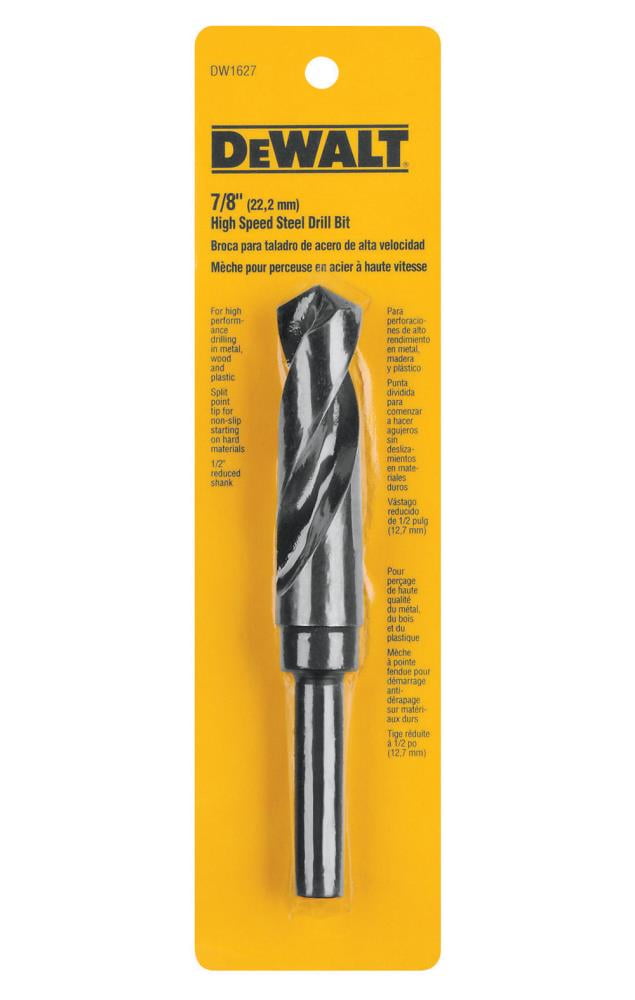 Bit Drl Sil and Deming 7/8In 6In Dewalt Reduced Shank Bits DW1627 Black Oxide