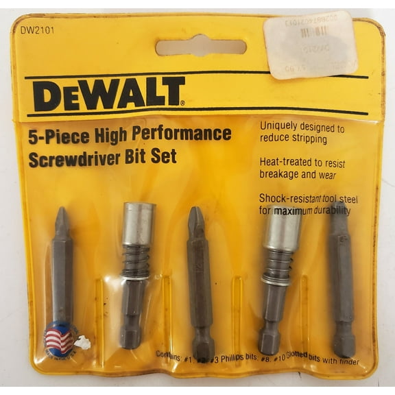 DEWALT DW2101 5 Piece 2-Inch Screwdriver and Nutdriver Blade Assortment