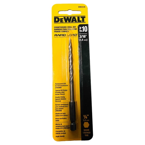 DEWALT Countersink Drill Bit Replacement - #10, 3/16 Inch, Steel, Straight Shank