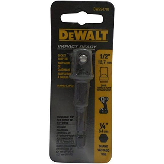 DEWALT DW2547Ir 1/4-Inch Hex Shank To 1/2-Inch IMPACT READY Socket Adaptor, Dark Grey