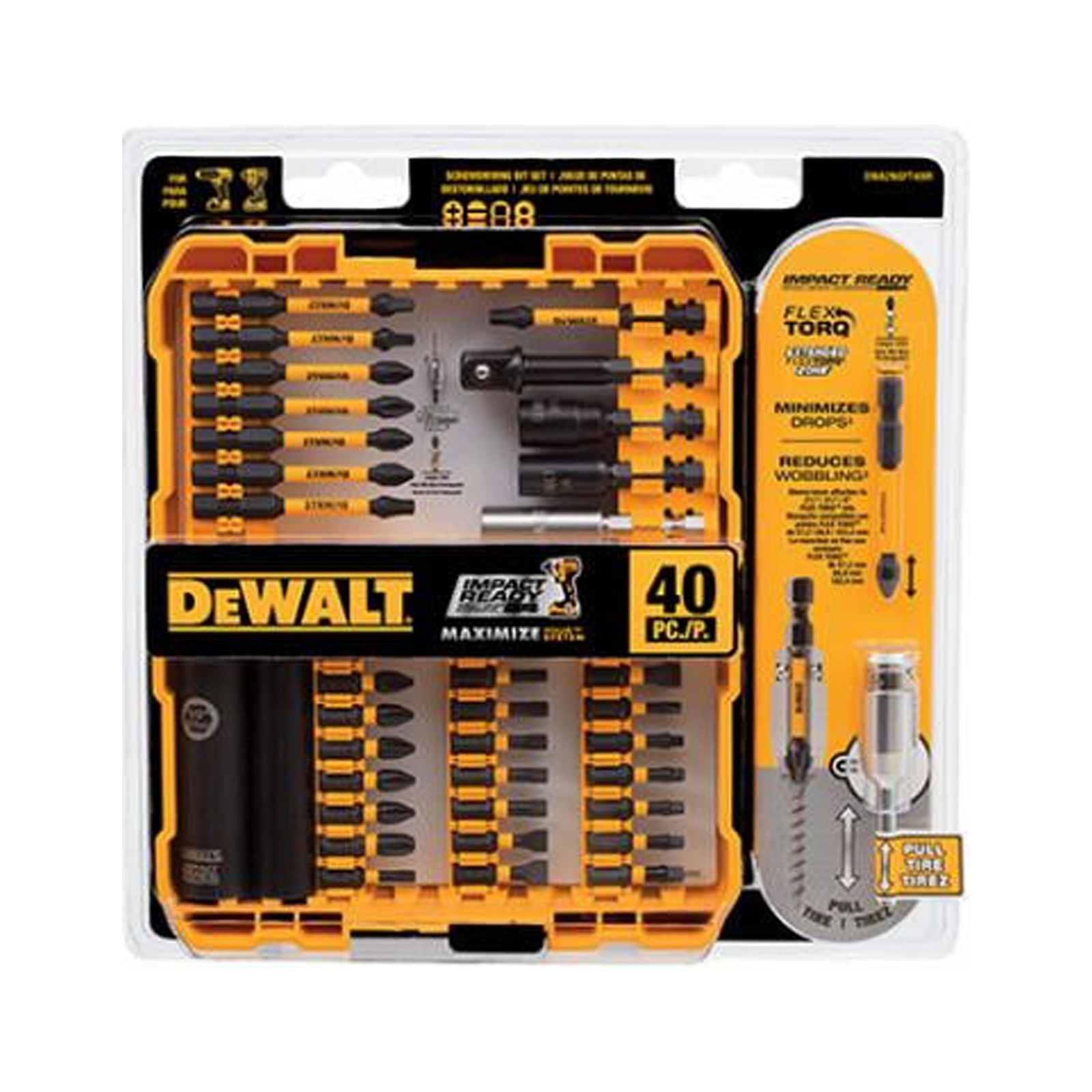 DEWALT DWA2NGFT40IR FlexTorq Screwdriver Bit Set, Impact-Ready, 40-Pc. -  Quantity 1