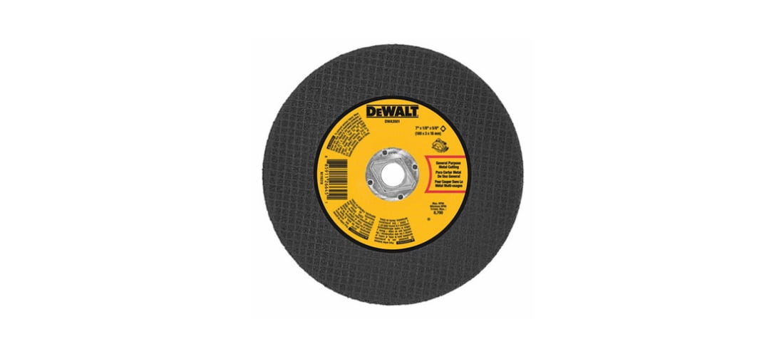 DEWALT DWA3501 Cutting Wheel, 7 in Dia, 1/8 in Thick, 5/8 in Arbor, Aluminum Oxide Abrasive