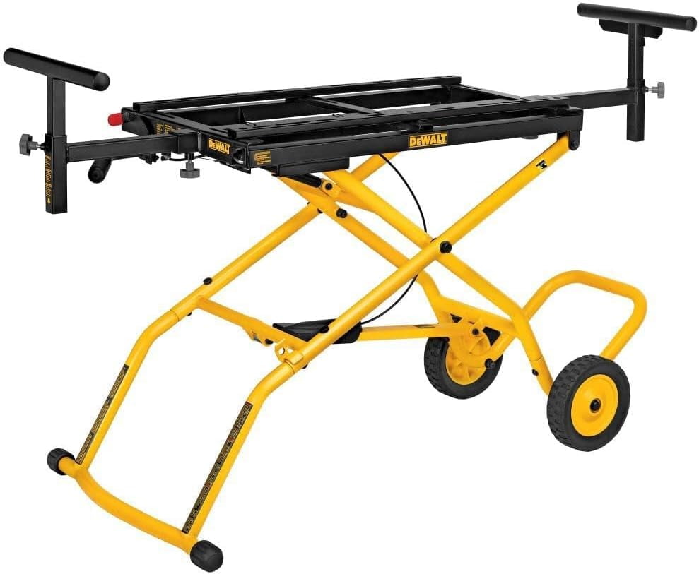 DEWALT DWX726 Rolling Miter Saw Stand with Wheels, 300lb Capacity, Adjustable Height, 8ft Material Support