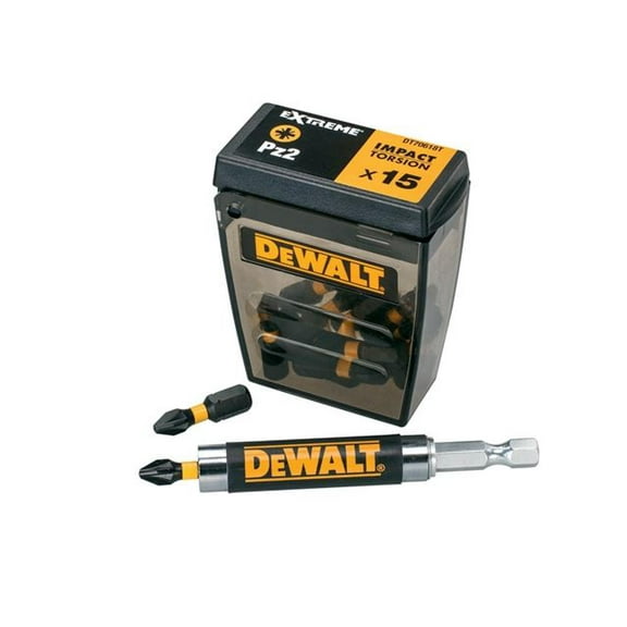 DEWALT - Extreme Impact Torsion Bits PZ2 (Tic Tac Box 15) and Holder