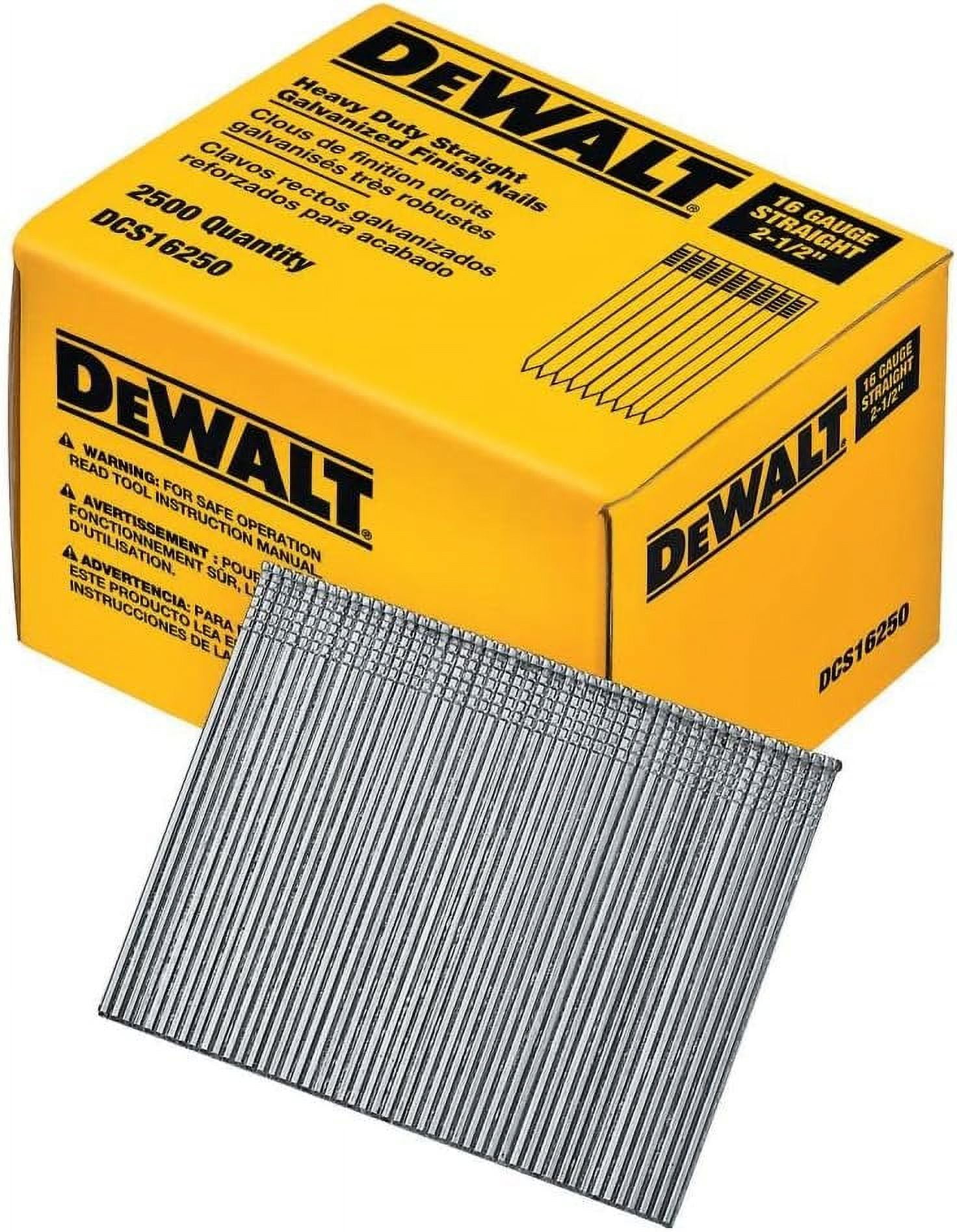 DEWALT Finish Nails, 2-1/2-Inch, 16GA, 2500-Pack DCS16250