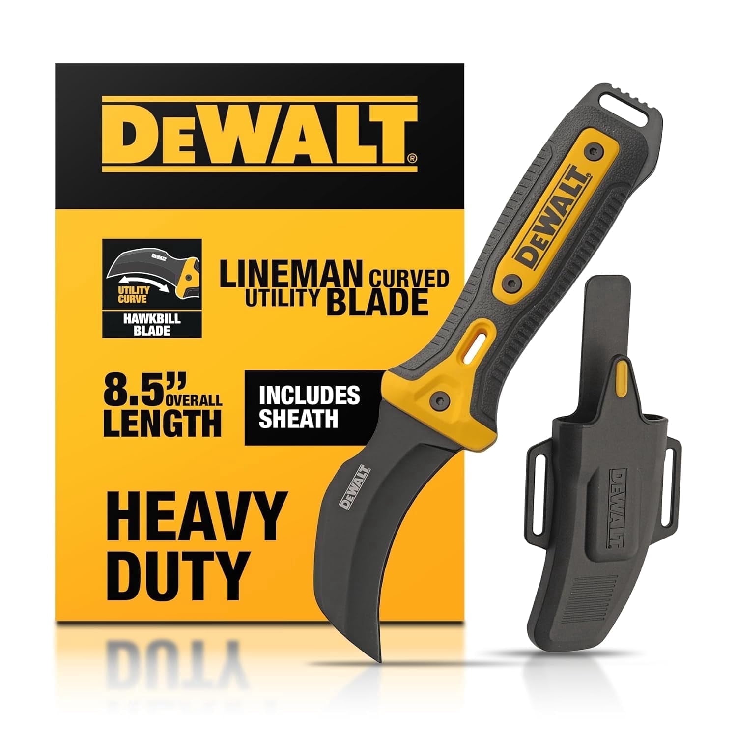 DEWALT 8.5 inches Hawkbill Line Knife Fixed Blade Cable Stripping Knife for Electrical Work & Utility Cutting for Electricians