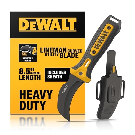DEWALT 8.5 inches Hawkbill Line Knife Fixed Blade Cable Stripping Knife for Electrical Work & Utility Cutting for Electricians