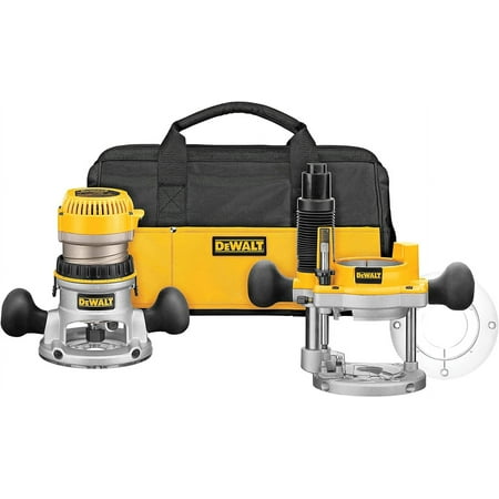 DEWALT Router, Fixed and Plunge Base Kit, Soft Start, 12-Amp, 24,000 RPM, Variable Speed Trigger, Corded (DW618PKB)