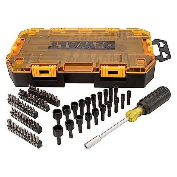 DEWALT Screwdriver Bit Set with Nut Drivers with removable internal tray for versatility, 1/4-inch, 71 Pieces