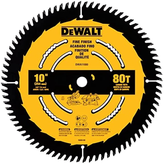 DEWALT Table Saw Blade, 10 inch, 80 Tooth, Fine Finish, Ultra Sharp Carbide (DWA11080)