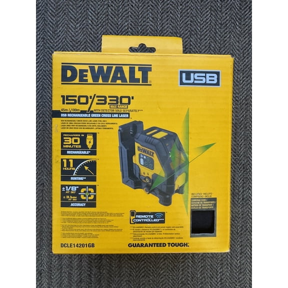 DEWALT USB Rechargeable Green Cross Line Laser Base Kit