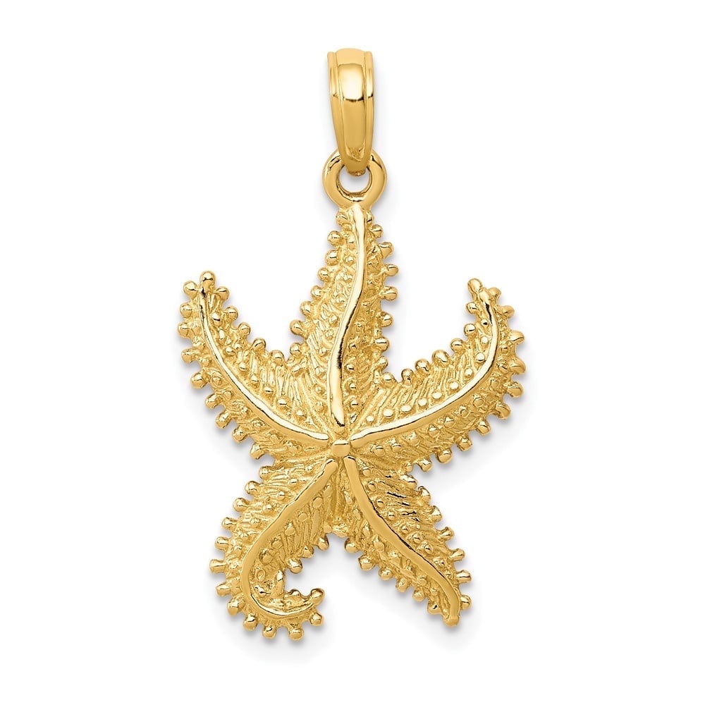 Claddagh Gold 10k Yellow Gold Sand Dollar Pendant - Dainty Sea Star Charm Necklace