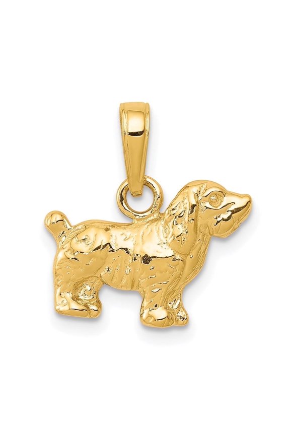 14k Yellow Gold Cocker Spaniel Dog Pendant Animal Charm (Weight : 1.27 g, Length : 14 mm, Width : 15 mm)